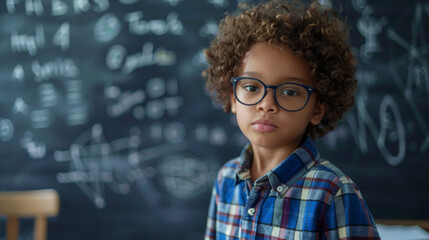 Young boy wearing glasses