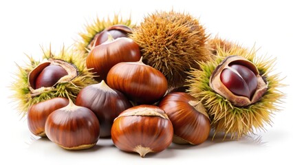 Chestnuts on White Background