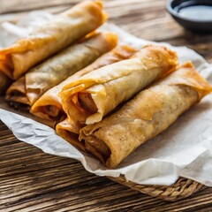 Pack Shot of Fried Chinese Traditional Spring Rolls