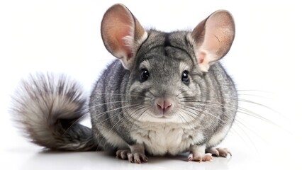 Grey Chinchilla on White Background