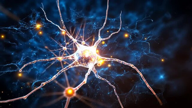 Neuron Structure with Glowing Synapses and Electric Connections