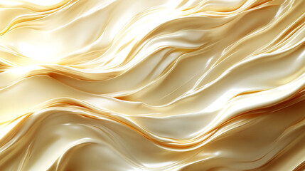 Closeup view of soft cream-colored Tencel fabric draped over table. Smooth texture, subtle light reflections, and gentle folds convey luxury, sustainability, and modern elegance.

