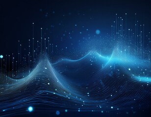 technology background big data visualization concept lots of dots and fibers on a blue background