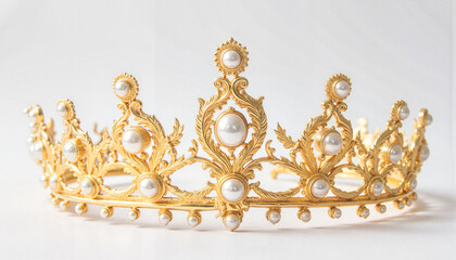 Fototapeta premium Intricate gold tiara adorned with pearls, luxury and elegance