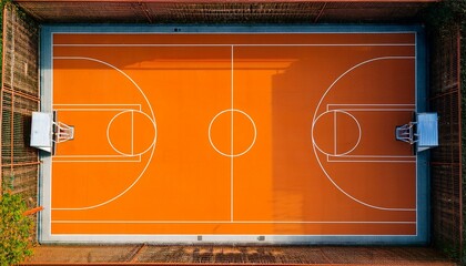 orange basketball court basketball court top view