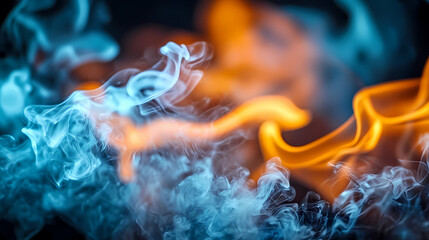 Abstract Art: Blue and Orange Smoke Flow