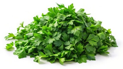 Obraz premium Chopped Parsley on White Background