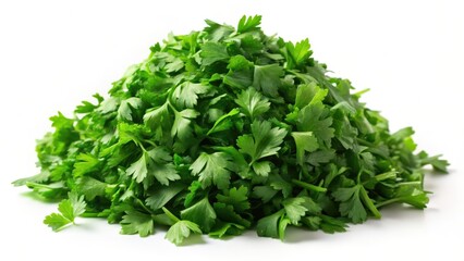 Obraz premium Chopped Parsley on White Background