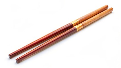 Wooden Chopsticks on White Background