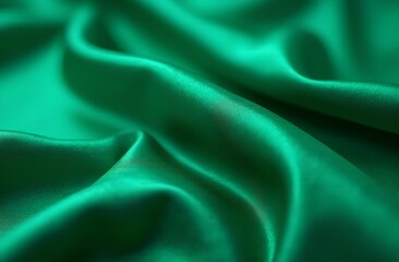 Obraz premium Emerald green fabric background, wavy texture