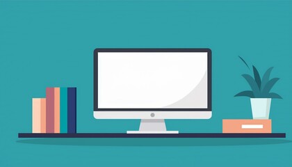 desktop pc  mocup monitor display with blank screen isolated on background  illustration