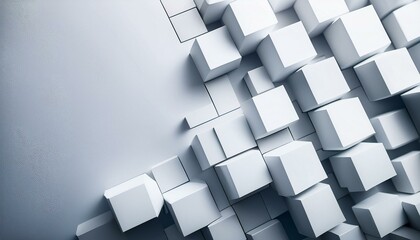 random movedfading out white cube boxes block background wallpaper banner with copy space