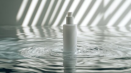 White bottle floating in water with shadows