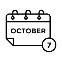7 october date icon simple vector symbol