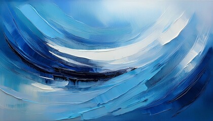 abstract art background illustration hand drawn oil painting surreal artwork in contemporary style in white and blue color scheme modern wall art on canvas