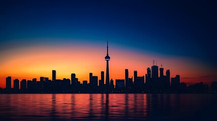 Fototapeta premium City skyline sunset view toronto landscape photography urban environment silhouette concept