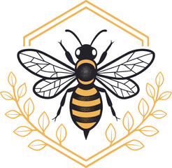 bee logo mascot design on white