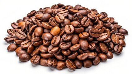Fototapeta premium Roasted Coffee Beans on White Background
