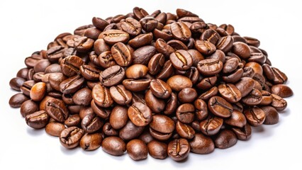 Roasted Coffee Beans Pile, White Background