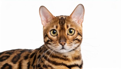 Fototapeta premium close up bengal cat isolated on white background