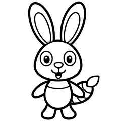  Adorable Bunny Holding a Carrot - Cute Vector Illustration, Cartoon, Clipart & Line Art, Cute bunny holding a carrot vector illustration, perfect for clipart, cartoons, and line art designs.