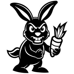  Adorable Bunny Holding a Carrot - Cute Vector Illustration, Cartoon, Clipart & Line Art, Cute bunny holding a carrot vector illustration, perfect for clipart, cartoons, and line art designs.
