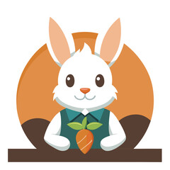 Obraz premium Adorable Bunny Holding a Carrot - Cute Vector Illustration, Cartoon, Clipart & Line Art, Cute bunny holding a carrot vector illustration, perfect for clipart, cartoons, and line art designs.
