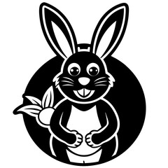  Adorable Bunny Holding a Carrot - Cute Vector Illustration, Cartoon, Clipart & Line Art, Cute bunny holding a carrot vector illustration, perfect for clipart, cartoons, and line art designs.