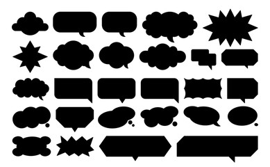Set of vector speech bubble labels. Retro color special offer design elements, chat emblem, black callout