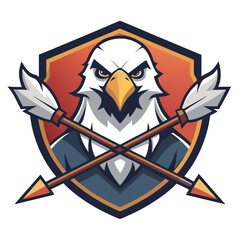 Majestic Bald Eagle Clutching Arrows - Powerful Vector Illustration, Clipart & Line Art, Powerful bald eagle clutching arrows in its talons, ideal for vector clipart, emblems, and line art.