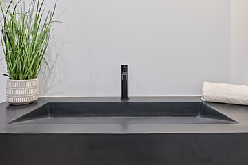 Closeup View of Modern Vanity Sink in Contemporary Home