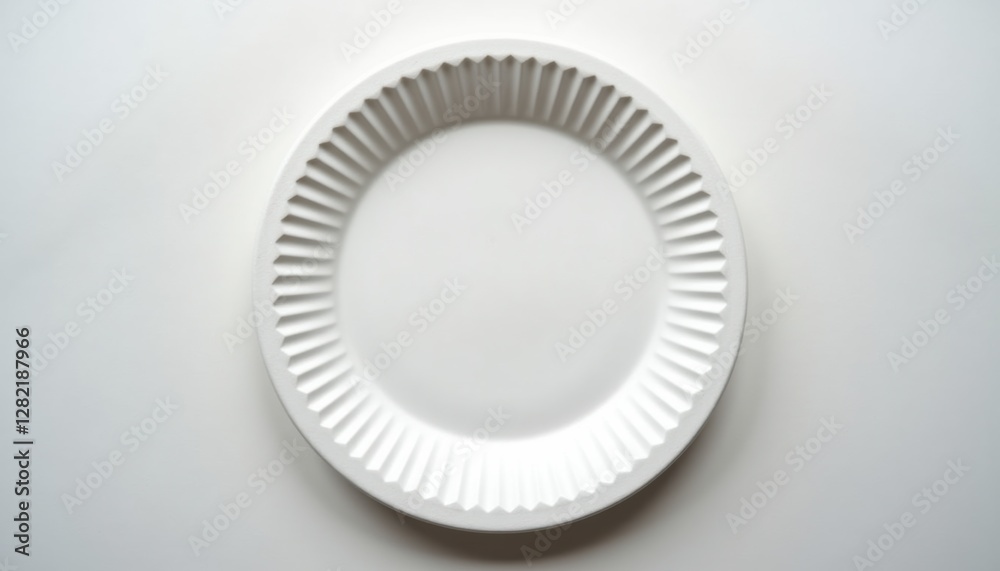 Poster Close-up of plain paper plate on simple background with soft lighting