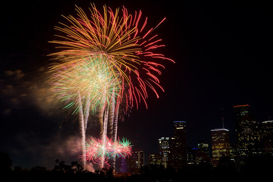 Fireworks Over the Houston, Texas City Skyline