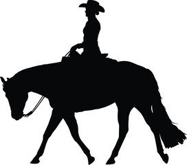 Western pleasure horse and rider silhouette