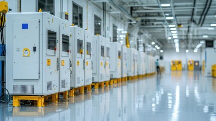 Fototapeta premium Industrial factory interior with white equipment