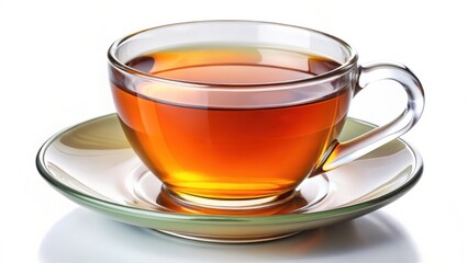 Glass Cup of Tea on Saucer