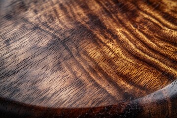 Fototapeta premium Detailed texture of polished wood surface conveying warmth and elegance in natural lighting at a crafted furniture workshop