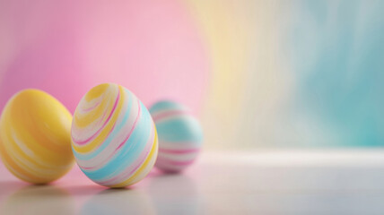Fototapeta premium Pastel Swirled Easter Eggs on a Soft Gradient Background