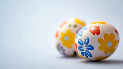 Decorative Easter Eggs with Hand-Painted Floral Patterns on White Background