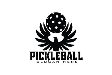 pickleball logo vector with eagle bird - pickleball vector illustration especially for sport, club, team, event.