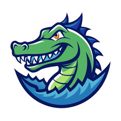 Crocodile with Sharp Teeth Emerging from Water – Vector Illustration, Clipart & Line Art,  Crocodile with sharp teeth emerging from water – vector illustration, clipart, and line art design.
