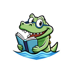 Crocodile with Sharp Teeth Emerging from Water – Vector Illustration, Clipart & Line Art,  Crocodile with sharp teeth emerging from water – vector illustration, clipart, and line art design.