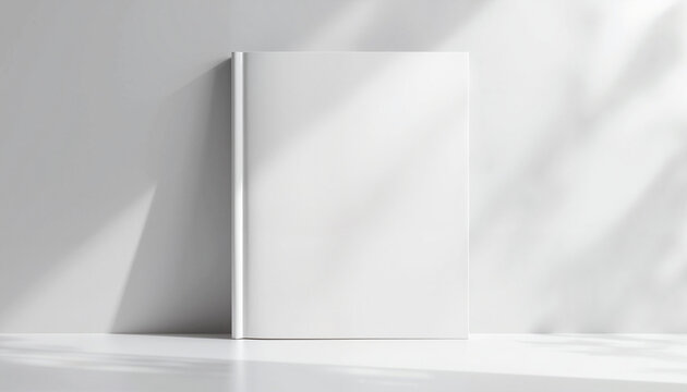 Blank book mockup on minimalistic background, creative presentation