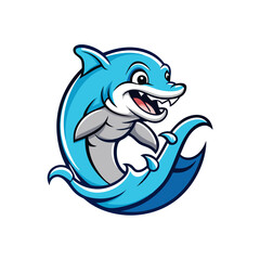 Dolphin Jumping Out of Water Vector Illustration – Cartoon, Clipart & Line Art Design, Dolphin jumping vector illustration, cartoon clipart, and line art design on a white background.