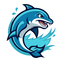 Dolphin Jumping Out of Water Vector Illustration – Cartoon, Clipart & Line Art Design, Dolphin jumping vector illustration, cartoon clipart, and line art design on a white background.