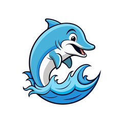 Dolphin Jumping Out of Water Vector Illustration – Cartoon, Clipart & Line Art Design, Dolphin jumping vector illustration, cartoon clipart, and line art design on a white background.