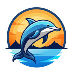 Dolphin Jumping Out of Water Vector Illustration – Cartoon, Clipart & Line Art Design, Dolphin jumping vector illustration, cartoon clipart, and line art design on a white background.