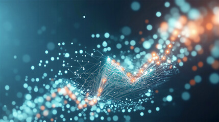 Abstract digital lines and glowing points, creating a futuristic technology or finance concept with data visualization effects.