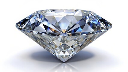 Brilliant-cut Diamond on White Background