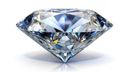 Brilliant-cut Diamond on White Background